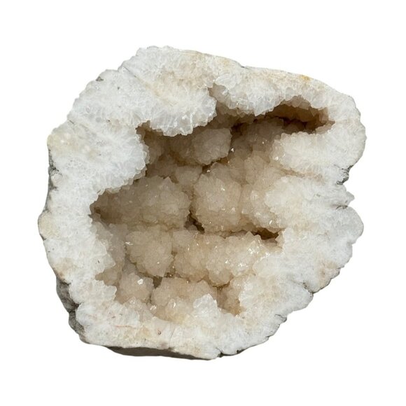 White Chalcedony & Quartz Crystal Geode Specimen Collectors 4.5x4" white READ - Picture 1 of 13